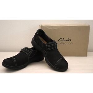 Clarks Women's Sz 5.5M Black Nubuck Carleigh Pearl Ultimate Comfort Shoes